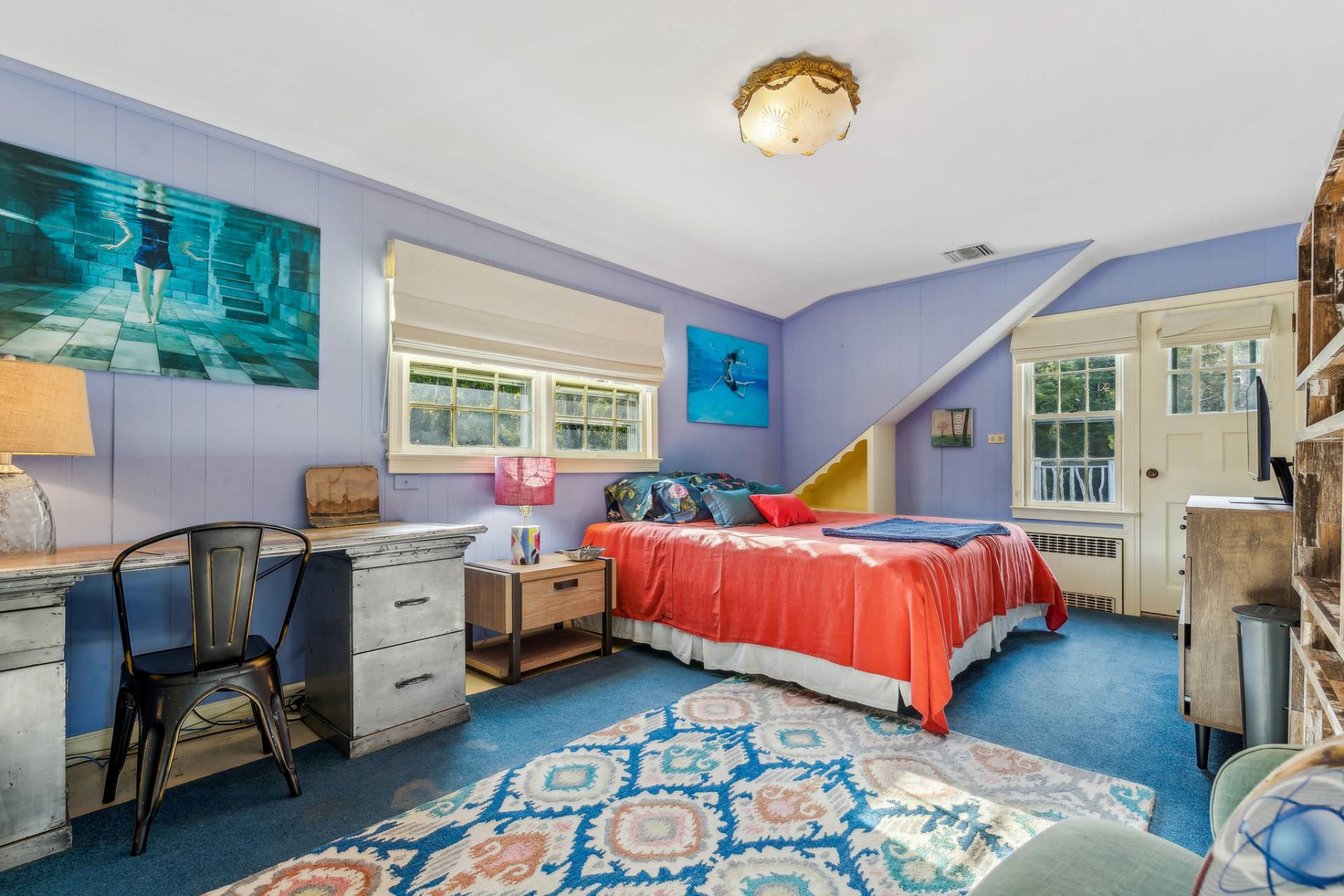 guest bedroom with private deck