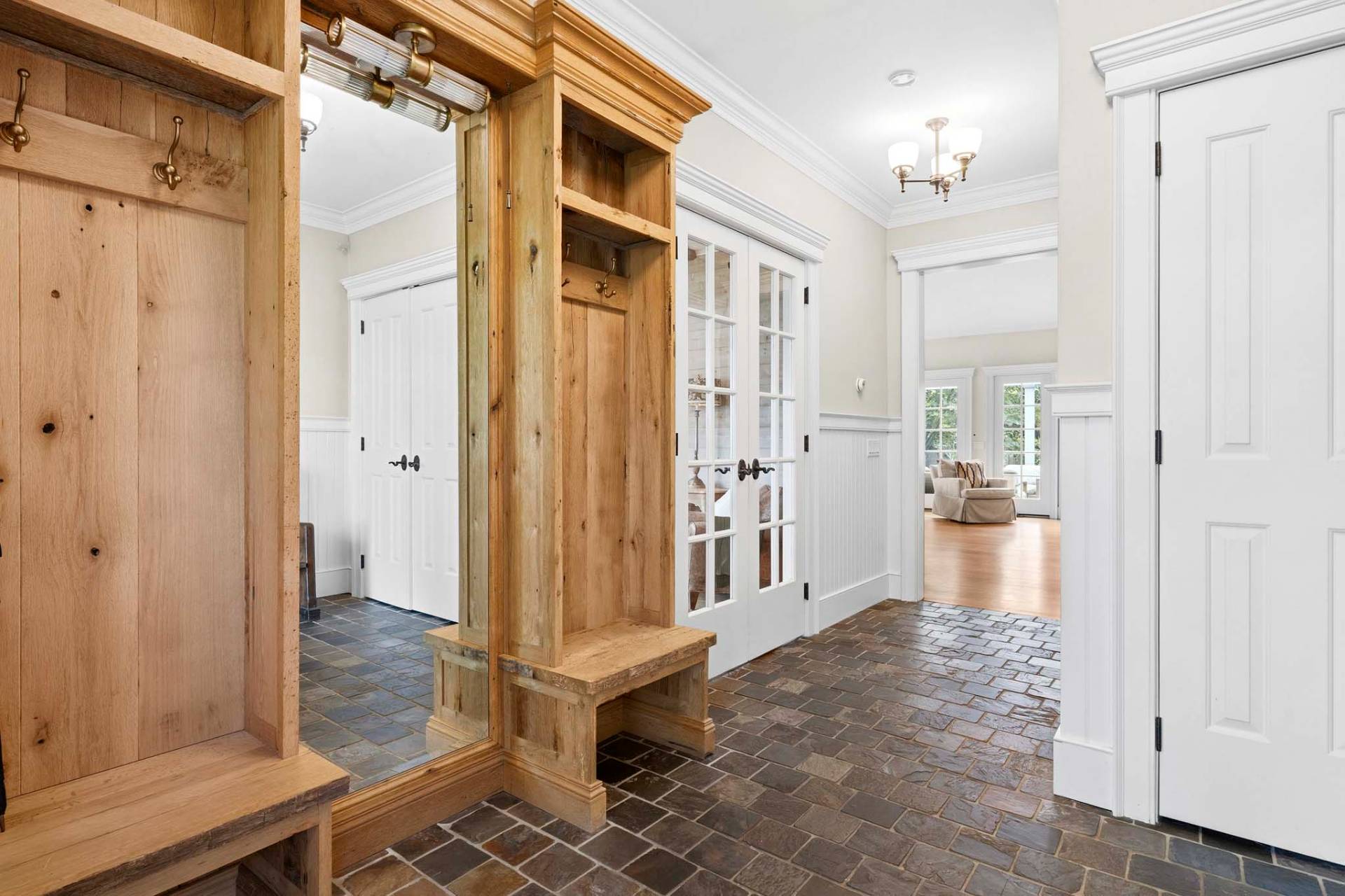 Entry Way with Reclaimed Wood Built-ins